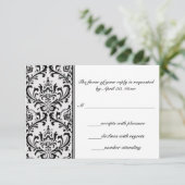 Zwart-witte moderne Damask | Weddenschap RSVP Kaartje (Staand voorkant)