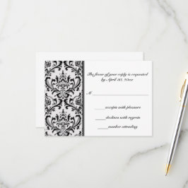 Zwart-witte moderne Damask | Weddenschap RSVP Kaartje