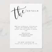 Zwart Witte Moderne Eenvoudige Script Bruiloft det Informatiekaartje (Voorkant)