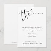 Zwart Witte Moderne Eenvoudige Script Trouwdetails Informatiekaartje (Voorkant / Achterkant)