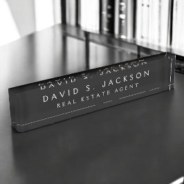 Zwart-witte, moderne, elegante professionele klas naambordje