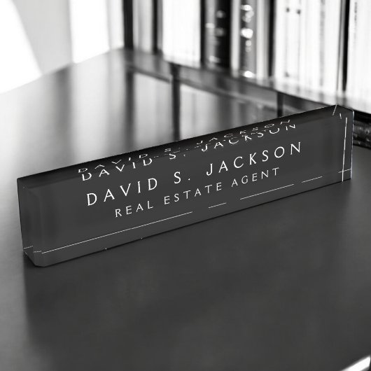 Zwart-witte, moderne, elegante professionele klas naambordje