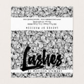 Zwart-witte moderne, getekende bloemen visitekaartje (Buitenkant ongevouwen)