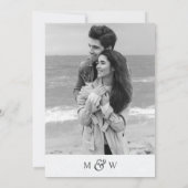 Zwart-witte, moderne grafische bladbruiloft save the date (Achterkant)