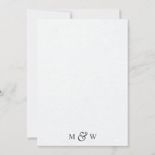 Zwart-witte, moderne grafische bladbruiloft save the date (Achterkant)