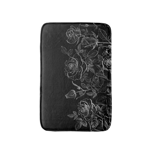 Zwart-witte moderne grafische Rozen Badmat (Voorkant Verticaal)