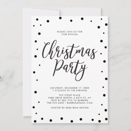 Zwart & Witte Moderne Kerstvakantie Feest Kaart (Voorkant)