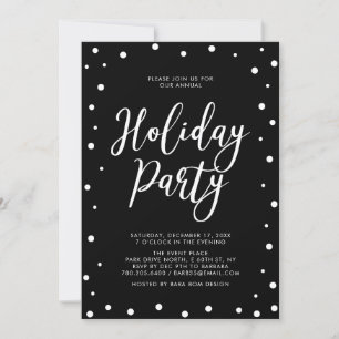Zwart & Witte Moderne Kerstvakantie Feest Kaart