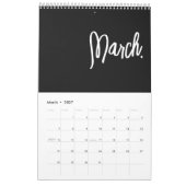 Zwart-witte, moderne, minimalistische muur kalender (Mar 2027)