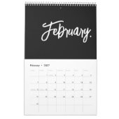 Zwart-witte, moderne, minimalistische muur kalender (Feb 2027)