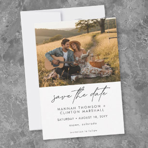 Zwart Witte Moderne Minimalistische Trouwfoto's Tw Save The Date