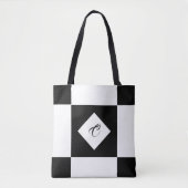 Zwart-witte moderne monogram Gecontroleerde Canvas Tote Bag (Voorkant)