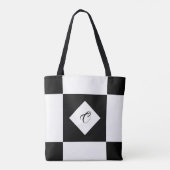 Zwart-witte moderne monogram Gecontroleerde Canvas Tote Bag (Achterkant)