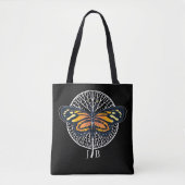 Zwart-witte moderne monogram vlinder tote bag (Voorkant)