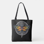 Zwart-witte moderne monogram vlinder tote bag (Achterkant)