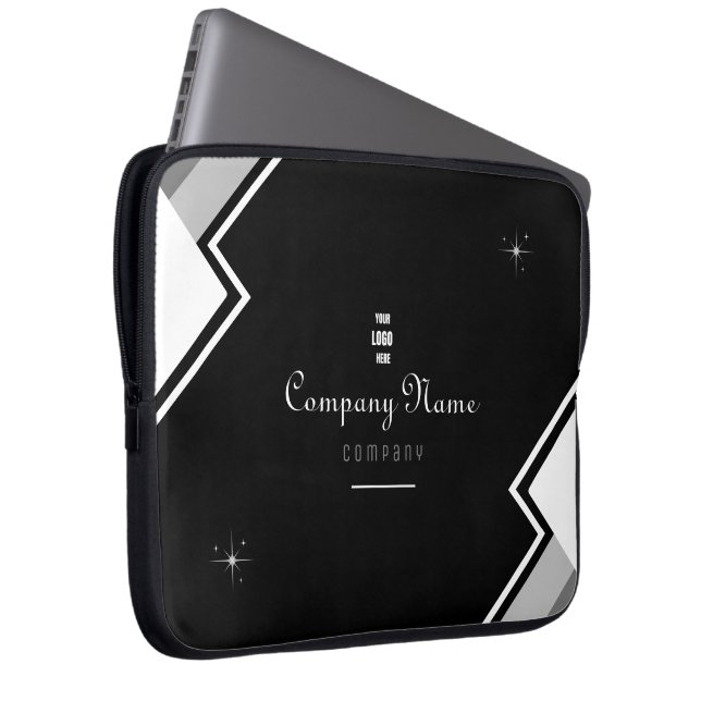 Zwart-witte, moderne, persoonlijke laptop laptop sleeve (Voorkant Rechts)