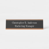 Zwart-witte, moderne, professionele laserprinter bureau naambordje (Voorkant)