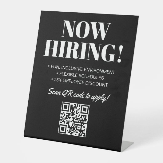 Zwart Witte Moderne QR-code Nu Werving Reclamebord Met Voetstuk (Voorkant)