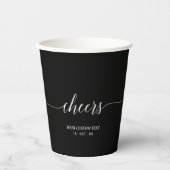 Zwart & Witte Moderne Script Lettering Proost Fees Papieren Bekers (Voorkant)