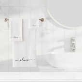 Zwart Witte Moderne Script Meisjesachtig Monogram  Bad Handdoek