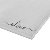 Zwart Witte Moderne Script Meisjesachtig Monogram  Snijplank (Hoek)