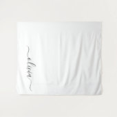 Zwart Witte Moderne Script Meisjesachtig Monogram  Wandkleed (Voorkant (horizontaal))