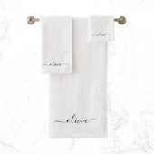 Zwart Witte Moderne Script Meisjesachtige Monogram Bad Handdoek