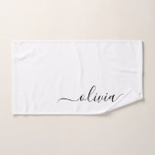 Zwart Witte Moderne Script Meisjesachtige Monogram Handdoek (Handdoek)