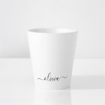 Zwart Witte Moderne Script Meisjesachtige Monogram Latte Mok<br><div class="desc">Zwart-wit Eenvoudig Script Monogram Naam Latte Koffie Kopje Mok. Dit is het perfecte cadeau voor sweet 16 verjaardag,  trouwen,  bruidsfeest,  jubileum,  baby shower of vrijgezellenfeest voor iemand die houdt van glamour luxe en chic stijlen.</div>