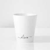 Zwart Witte Moderne Script Meisjesachtige Monogram Latte Mok