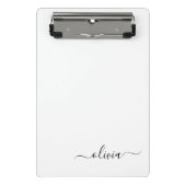 Zwart Witte Moderne Script Meisjesachtige Monogram Mini Klembord (Voorkant)