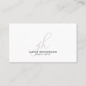 Zwart Witte Moderne Script Monogram Grimeur Visitekaartje (Voorkant)