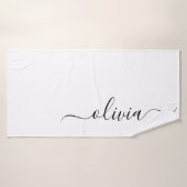 Zwart Witte Moderne Script Vrouwelijke Monogram Na Badhanddoek (Badhanddoek)