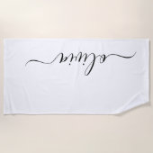 Zwart Witte Moderne Script Vrouwelijke Monogram Na Strandlaken (Voorkant)