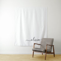 Zwart Witte Moderne Script Vrouwelijke Monogram Na