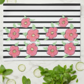 Zwart-witte moderne streep theedoek (Gevouwen)