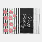 Zwart-witte moderne streep theedoek (Horizontaal)