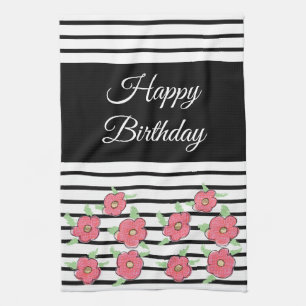 Zwart-witte moderne streep theedoek