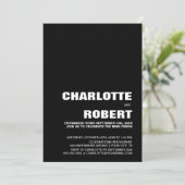 Zwart Witte Moderne Trouwreceptie Kaart (Staand voorkant)