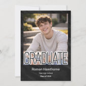 Zwart Witte Moderne Typografie Foto Afstuderen  Kaart (Voorkant)
