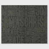 Zwart Witte Moderne Typografie Kerstcadeau Cadeaupapier (Vlak)