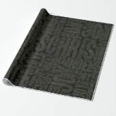Zwart Witte Moderne Typografie Kerstcadeau Cadeaupapier (Uitgerold)
