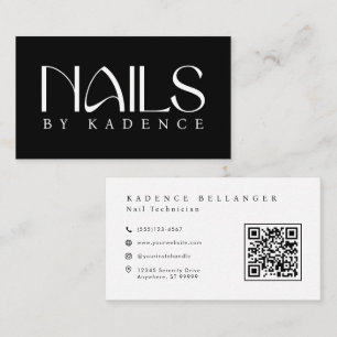 Zwart Witte Moderne Typografie Nagels Visitekaartje