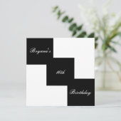 Zwart & Witte moderne uitnodigingen voor verjaarda (Staand voorkant)
