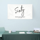 Zwart & Witte Moderne Verjaardagsbanner 60 Jaar Spandoek (Beurs)