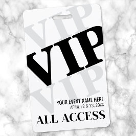 Zwart Witte Moderne VIP-evenement Badge