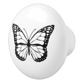 Zwart-witte monoboogvlinder keramische knop (Rechts)