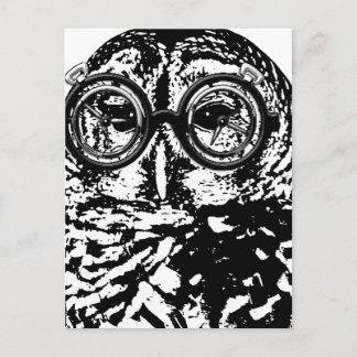 Zwart-witte monochromatische uil met bril briefkaart