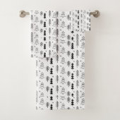Zwart Witte Monochrome Kerstbomen Minimaal Bad Handdoek (Insitu)