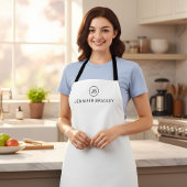 Zwart Witte Monogram Aangepaste Naam Cadeau Schort